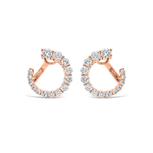 Diamond Small Graduated Open Hoop Earrings - 18K gold weighing 4.83 grams  - 28 round diamonds totaling 2.21 carats