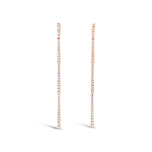 Diamond Classic Linear Dangle Earrings -18K rose gold weighing 3.99 grams -90 round diamonds totaling 0.76 carats