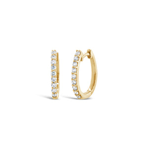 Oval Diamond Huggie Earrings -18k gold weighing 1.64 grams  -18 round diamonds weighing .20 carats