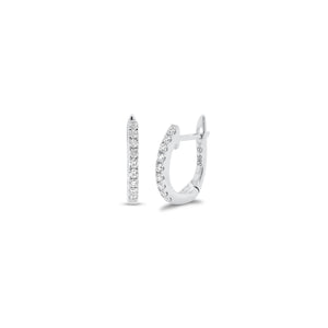 Diamond Petite Horseshoe Huggie Earrings - 14K gold weighing 1.15 grams  - 18 round diamonds totaling 0.13 carats