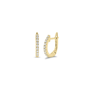 Diamond Petite Horseshoe Huggie Earrings - 14K gold weighing 1.15 grams  - 18 round diamonds totaling 0.13 carats