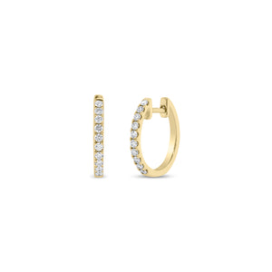 Diamond simple huggie earrings - 14K gold weighing 1.51 grams - 22 round diamonds totaling 0.15 carats