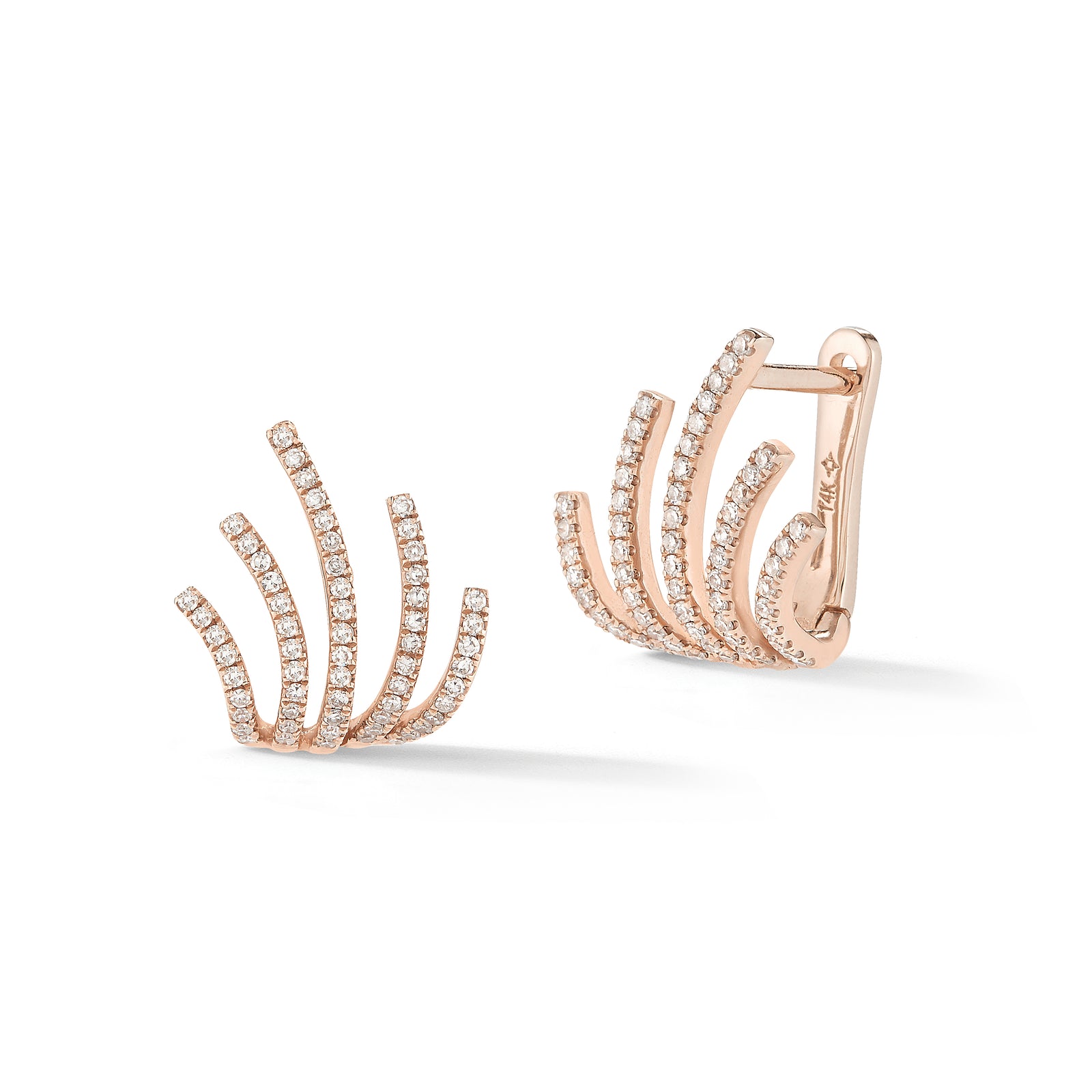 Diamond Crawler Huggies - 14k gold weighing 2.14 grams  - 120 round diamonds .27 carats