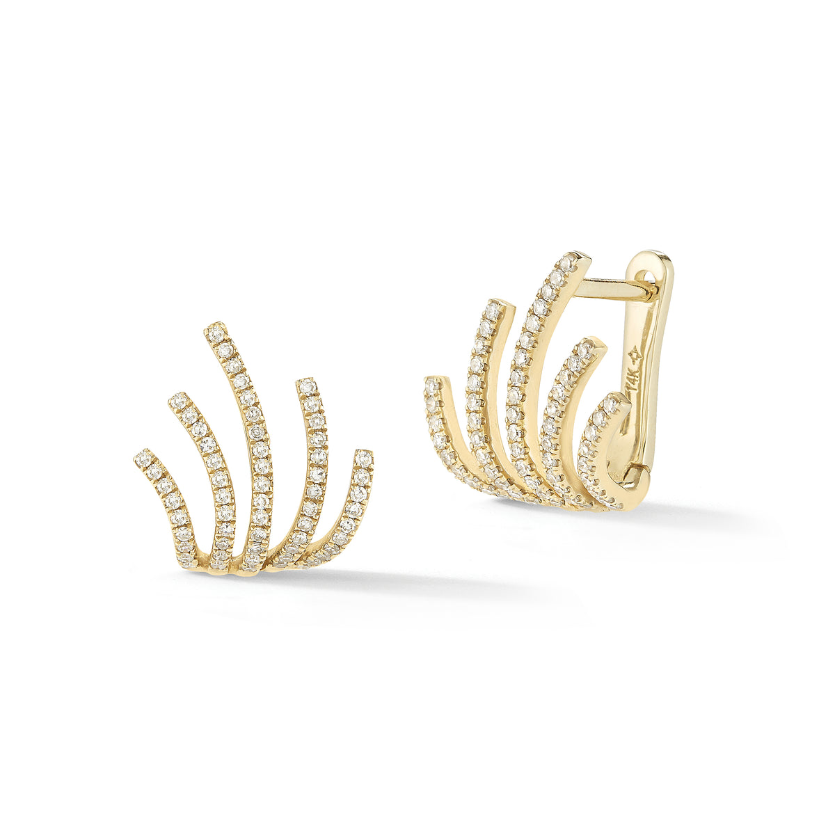 Diamond Crawler Huggies - 14k gold weighing 2.14 grams  - 120 round diamonds .27 carats