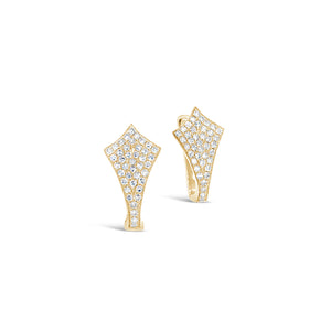 Kite-Shaped Pave Huggie Earrings -14k yellow gold weighing 1.45 grams -82 round diamonds weighing .21 carats