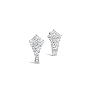 Kite-Shaped Pave Huggie Earrings -14k white gold weighing 1.45 grams -82 round diamonds weighing .21 carats