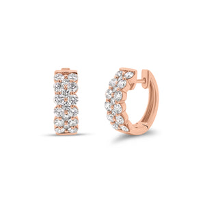 Diamond Wide Huggie Earrings - 14K gold weighing 4.94 grams  - 34 round diamonds totaling 1.80 carats