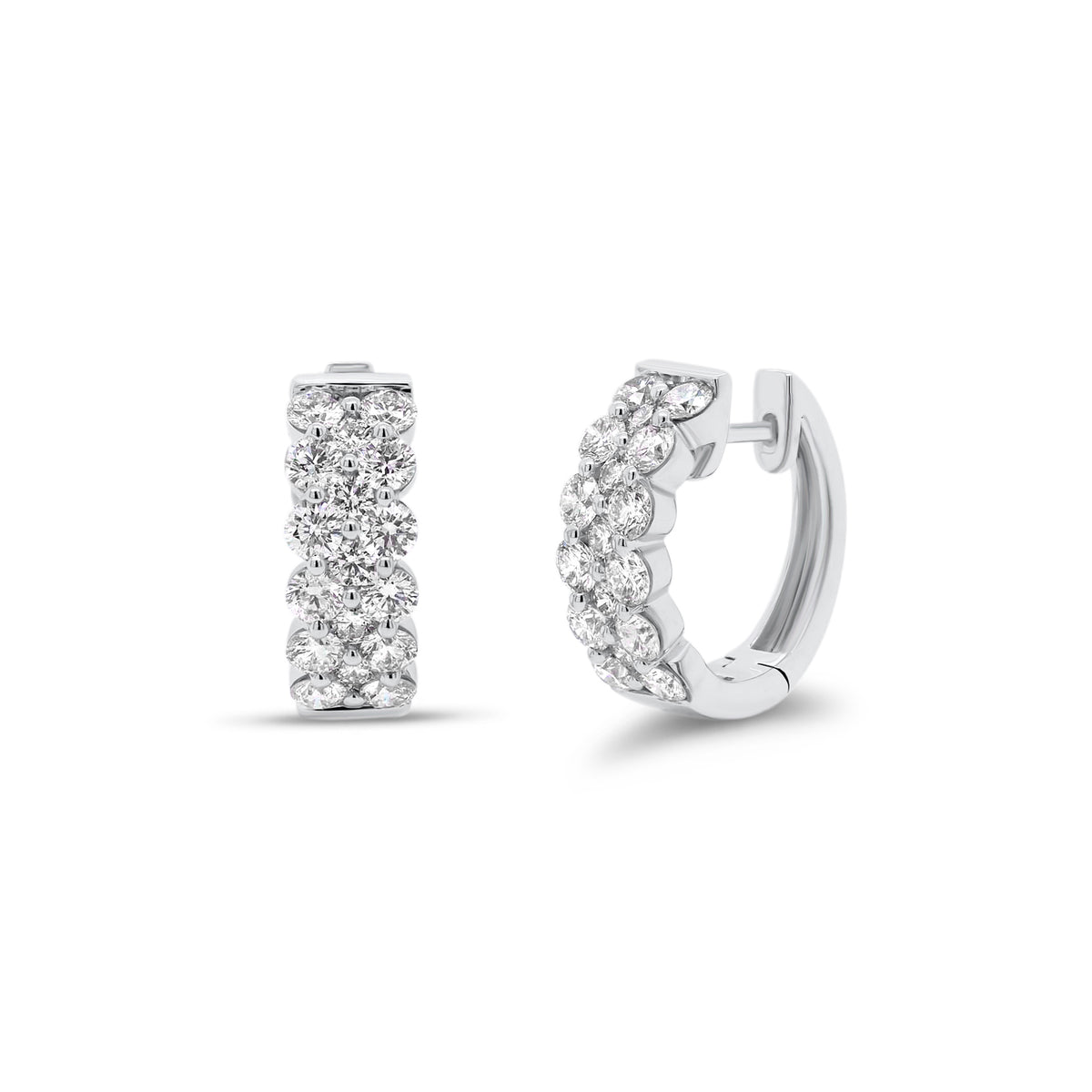 Diamond Wide Huggie Earrings - 14K gold weighing 4.94 grams  - 34 round diamonds totaling 1.80 carats