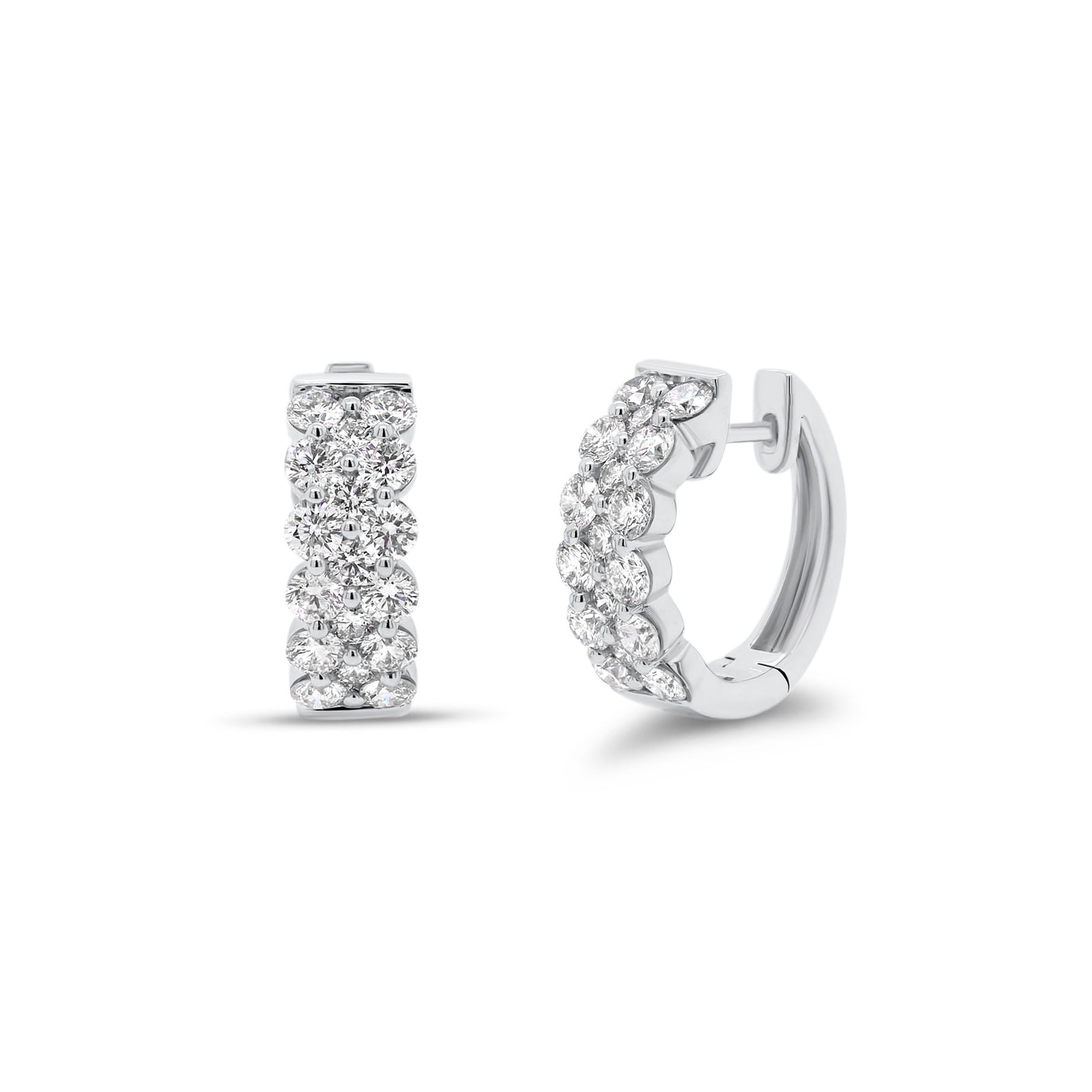 Diamond Wide Huggie Earrings - 14K gold weighing 4.94 grams  - 34 round diamonds totaling 1.80 carats