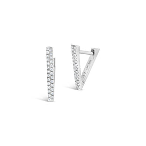 V-shaped diamond huggie earrings -14k gold weighing 2.09 grams  -56 round diamonds weighing .16 carats
