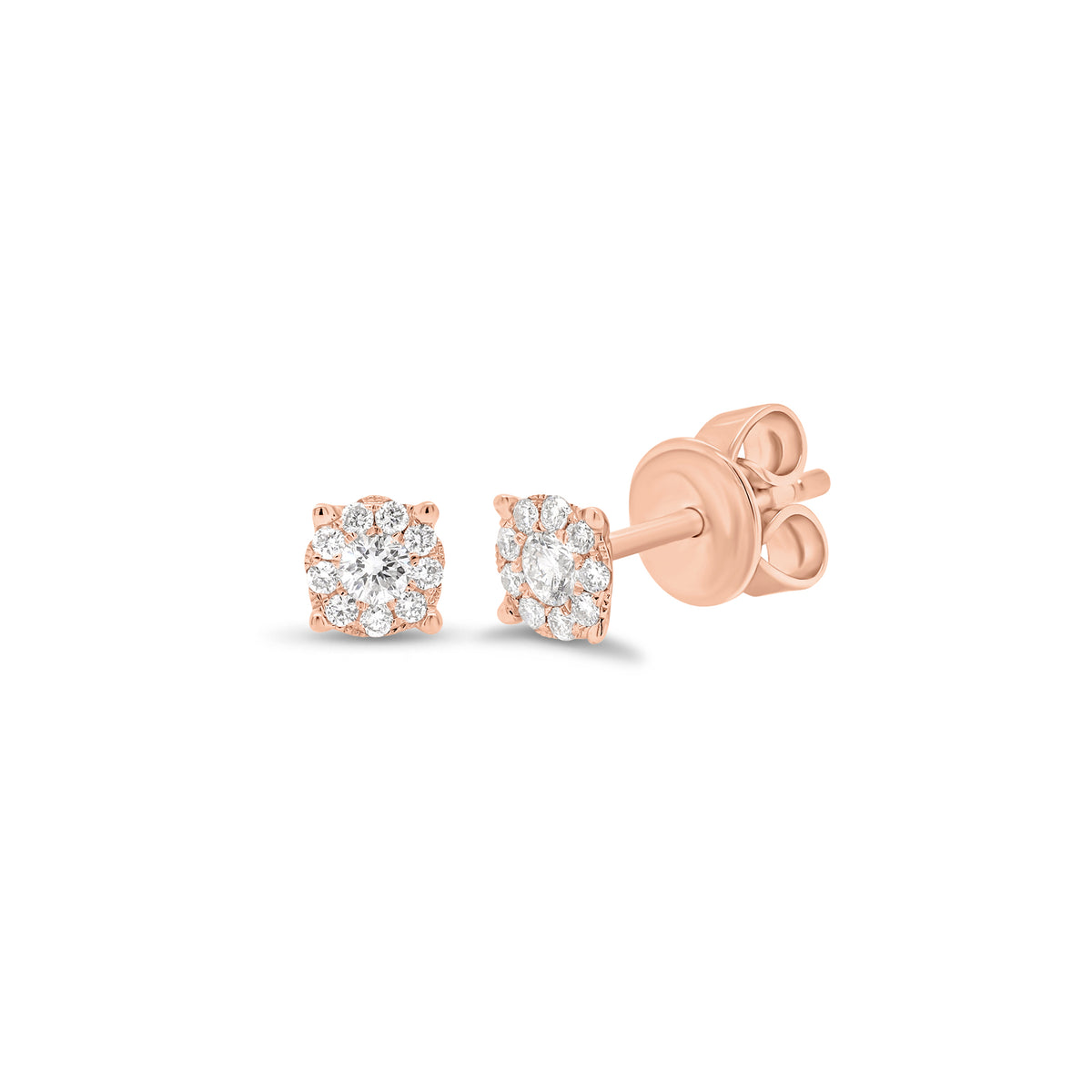 Halo Diamond Stud Earrings - 18K gold weighing 1.10 grams  - 2 round diamonds weighing 0.10 carats  - 18 round diamonds weighing 0.10 carats