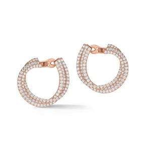 Diamond Front-Facing Twist Hoop Earrings     -14K gold weighing 9.71 grams  -214 round pave-set diamonds totaling 3.55 carats