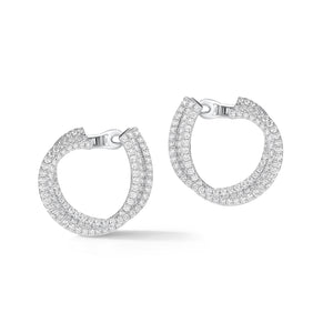 Diamond Front-Facing Twist Hoop Earrings     -14K gold weighing 9.71 grams  -214 round pave-set diamonds totaling 3.55 carats