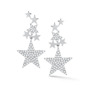 Starburst Diamond Earrings - 14k white gold, 3.0 grams, round pave-set diamonds .35 carats.
