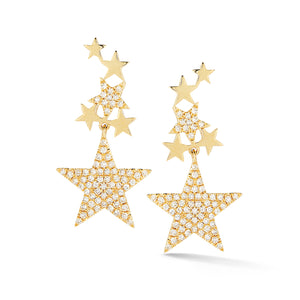 Starburst Diamond Earrings - 14k yellow gold, 3.0 grams, round pave-set diamonds .35 carats.