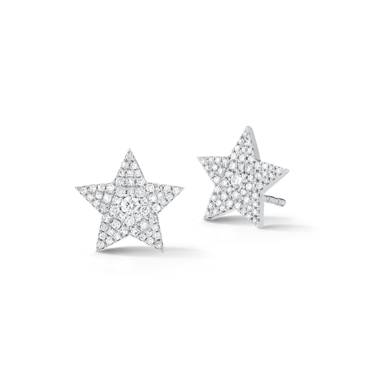 Star Stud Earrings -14k white Gold weighing 2.09 grams -112 round pave set diamonds 0.32 carats.