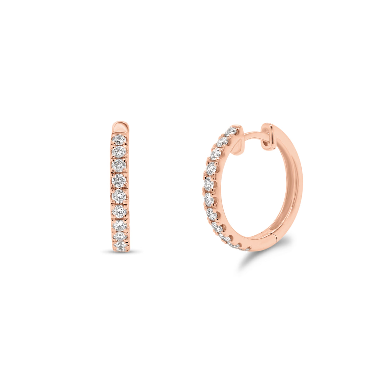 Classic diamond huggie earrings - 18K gold weighing 3.83 grams  - 22 round diamonds totaling 0.47 carats