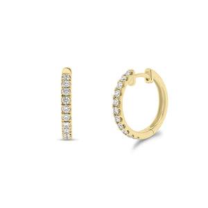 Classic diamond huggie earrings - 18K gold weighing 3.83 grams  - 22 round diamonds totaling 0.47 carats