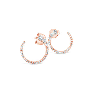 Diamond Push-Back Hoop Earrings -14k gold weighing 1.77 grams  -20 round diamonds weighing .32 carats