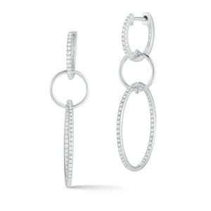 Triple hoop diamond earrings Clearance