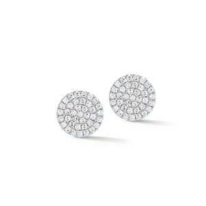 Diamond Disc Stud Earrings -14k white gold weighing 1.38 grams -76 round pave-set diamonds totaling 0.22 carats. Approx. diameter is 6.85mm