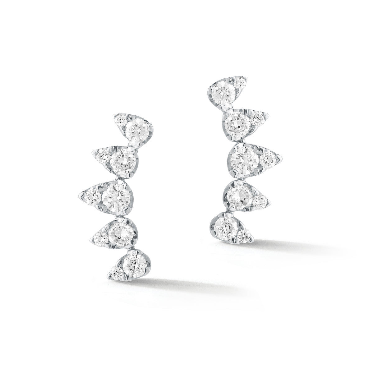 Diamond spike crawler earrings-14k gold weighing 1.46 grams -20 round shared prong-set brilliant diamonds weighing 0.43 carats
