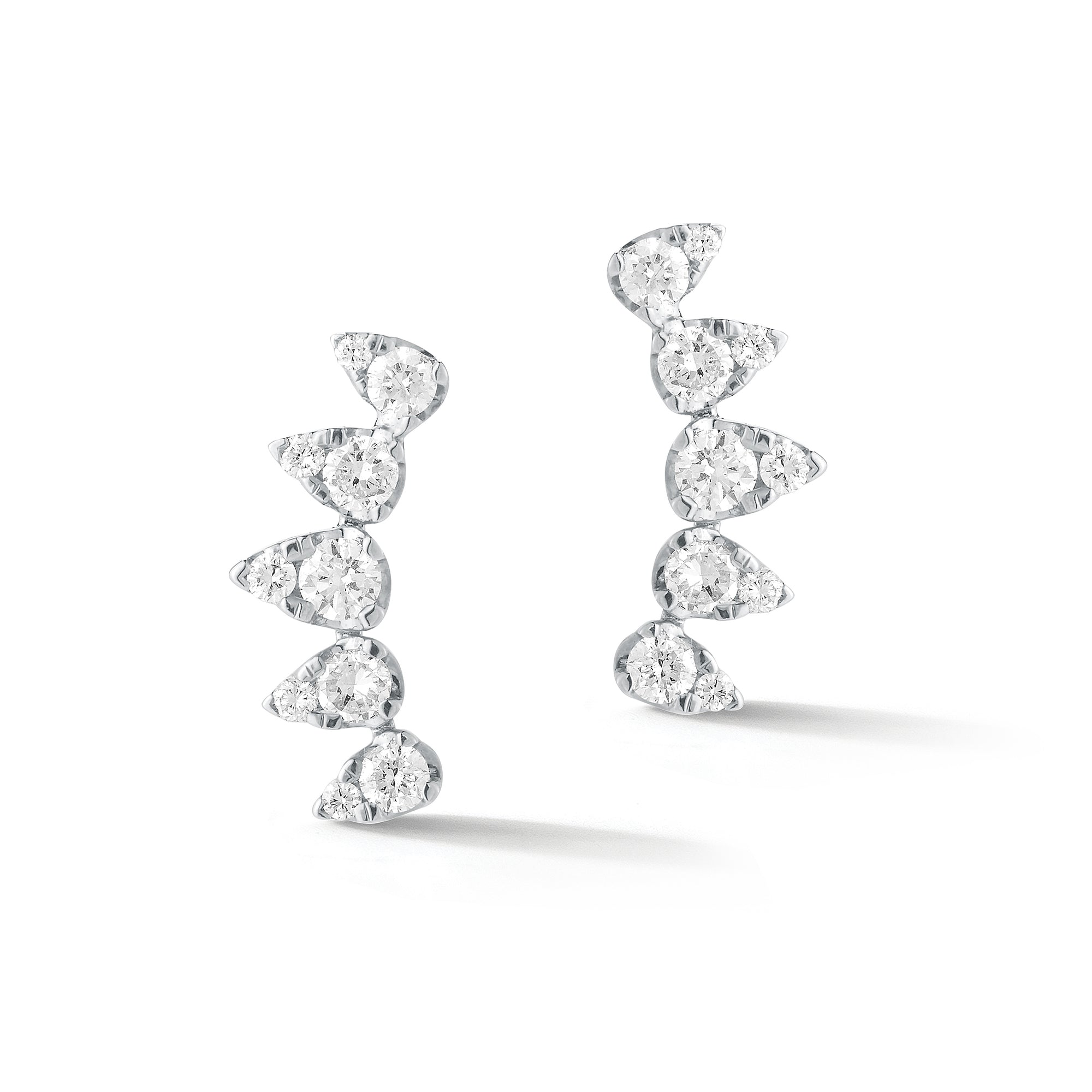Diamond spike crawler earrings-14k gold weighing 1.46 grams  -20 round shared prong-set brilliant diamonds weighing 0.43 carats
