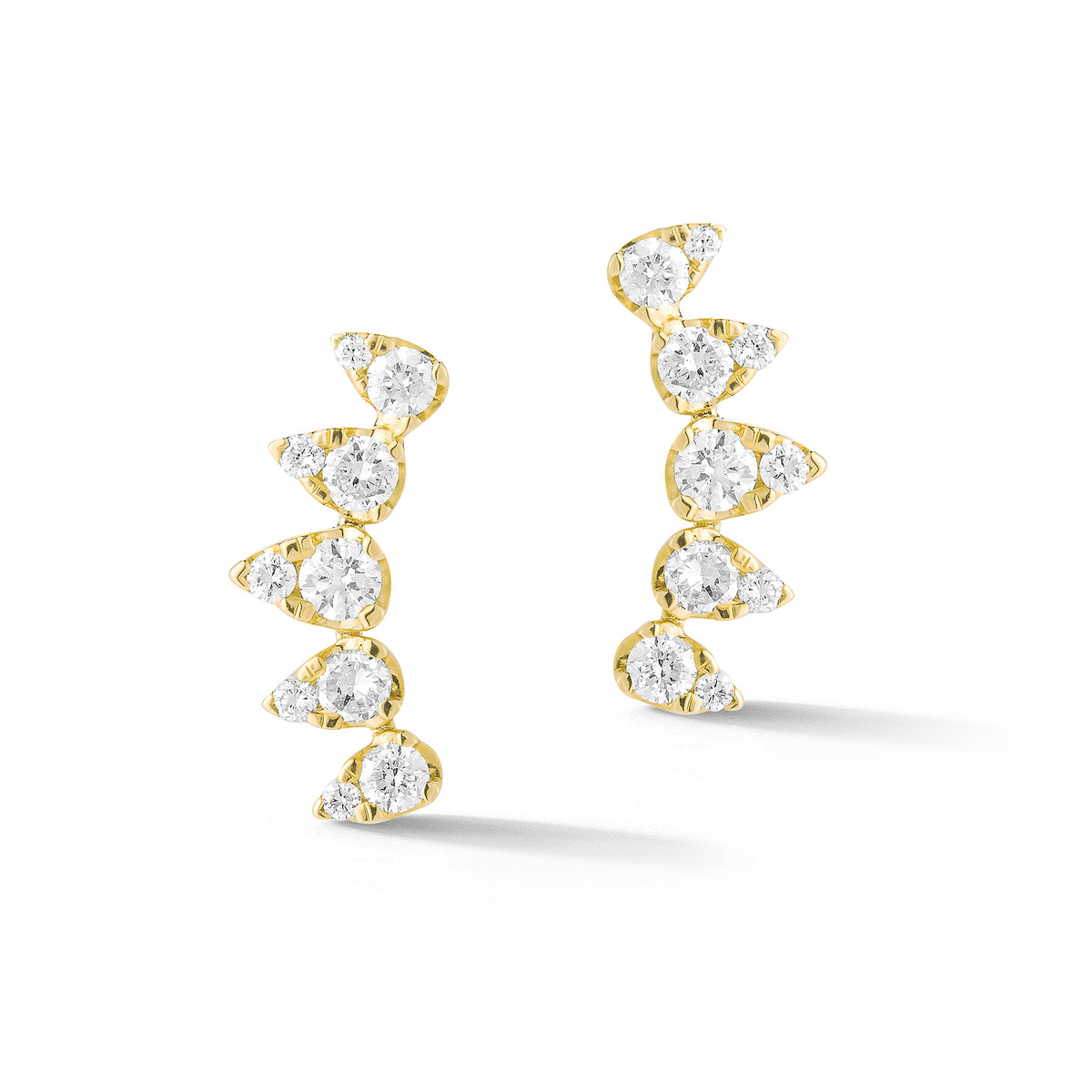 Diamond spike crawler earrings-14k gold weighing 1.46 grams  -20 round shared prong-set brilliant diamonds weighing 0.43 carats
