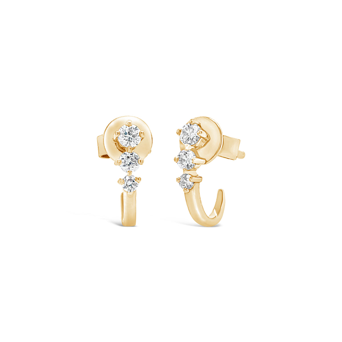 3-Diamond Stud-Ear Cuff -14k gold weighing 1.28 grams  -6 round diamonds weighing .21 carats