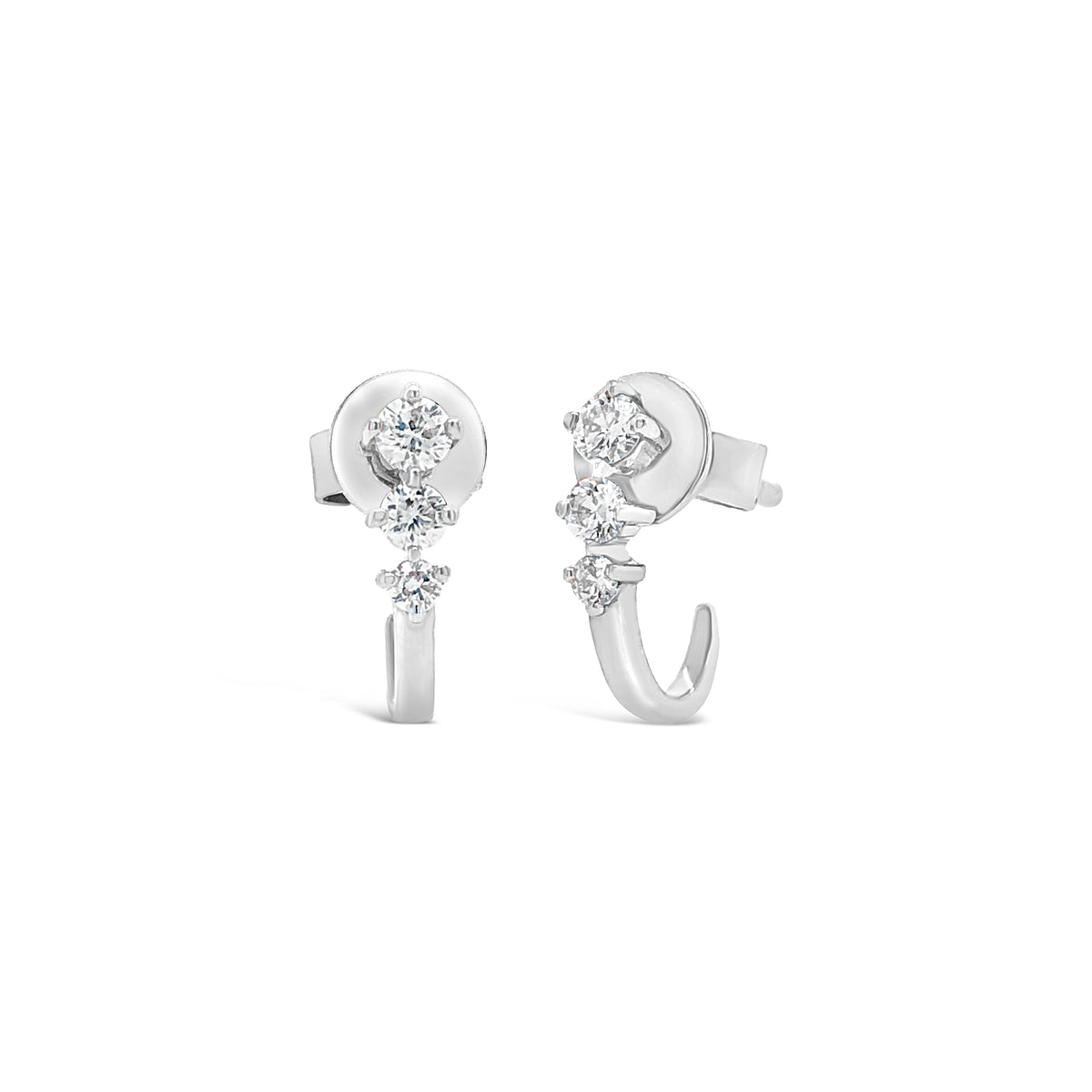 3-Diamond Stud-Ear Cuff -14k gold weighing 1.28 grams  -6 round diamonds weighing .21 carats