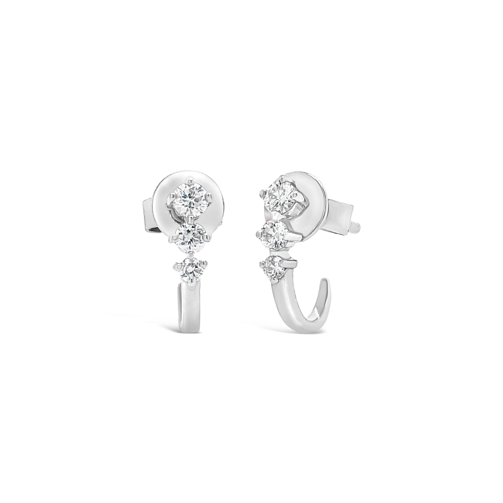 3-Diamond Stud-Ear Cuff -14k gold weighing 1.28 grams  -6 round diamonds weighing .21 carats