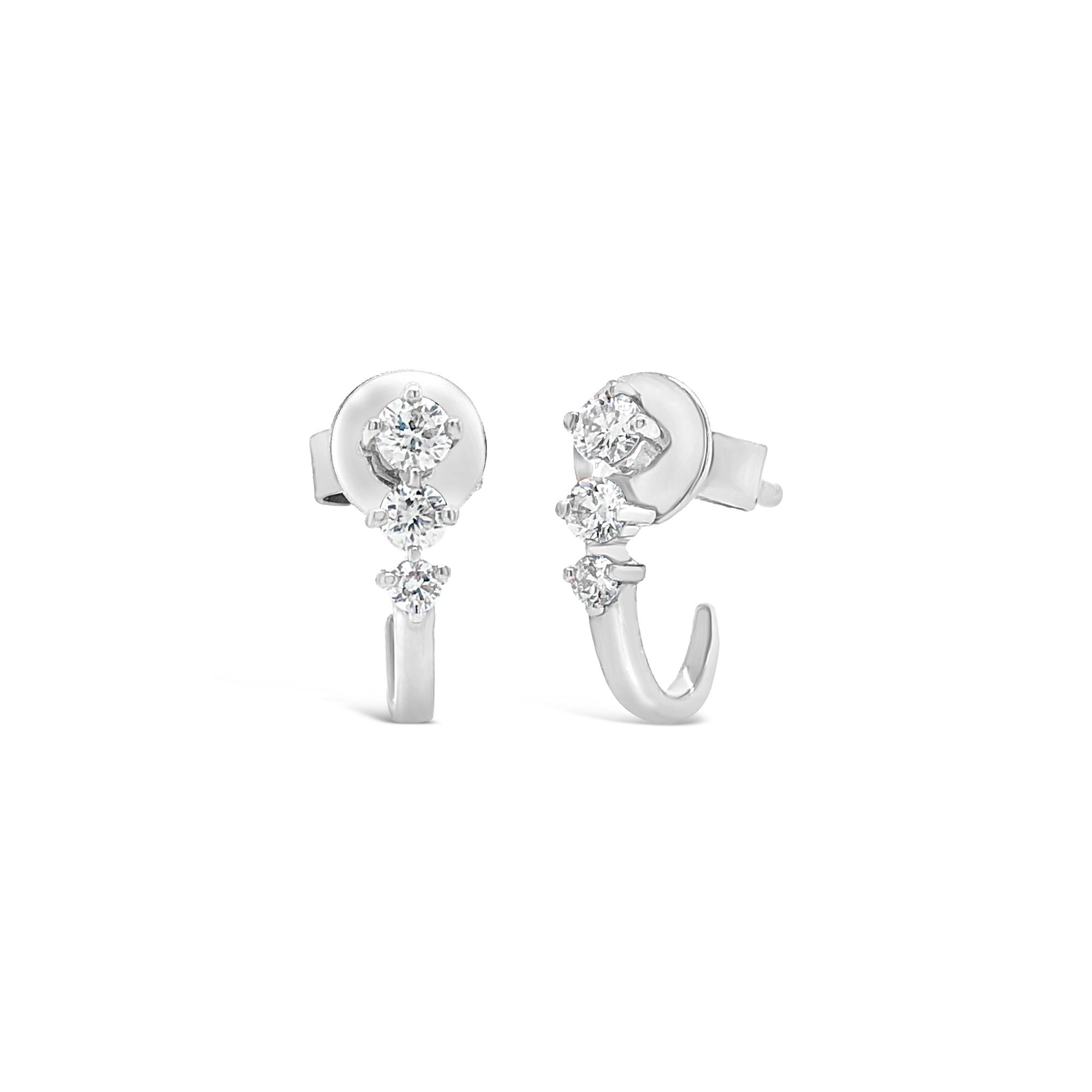 3-Diamond Stud-Ear Cuff -14k gold weighing 1.28 grams  -6 round diamonds weighing .21 carats