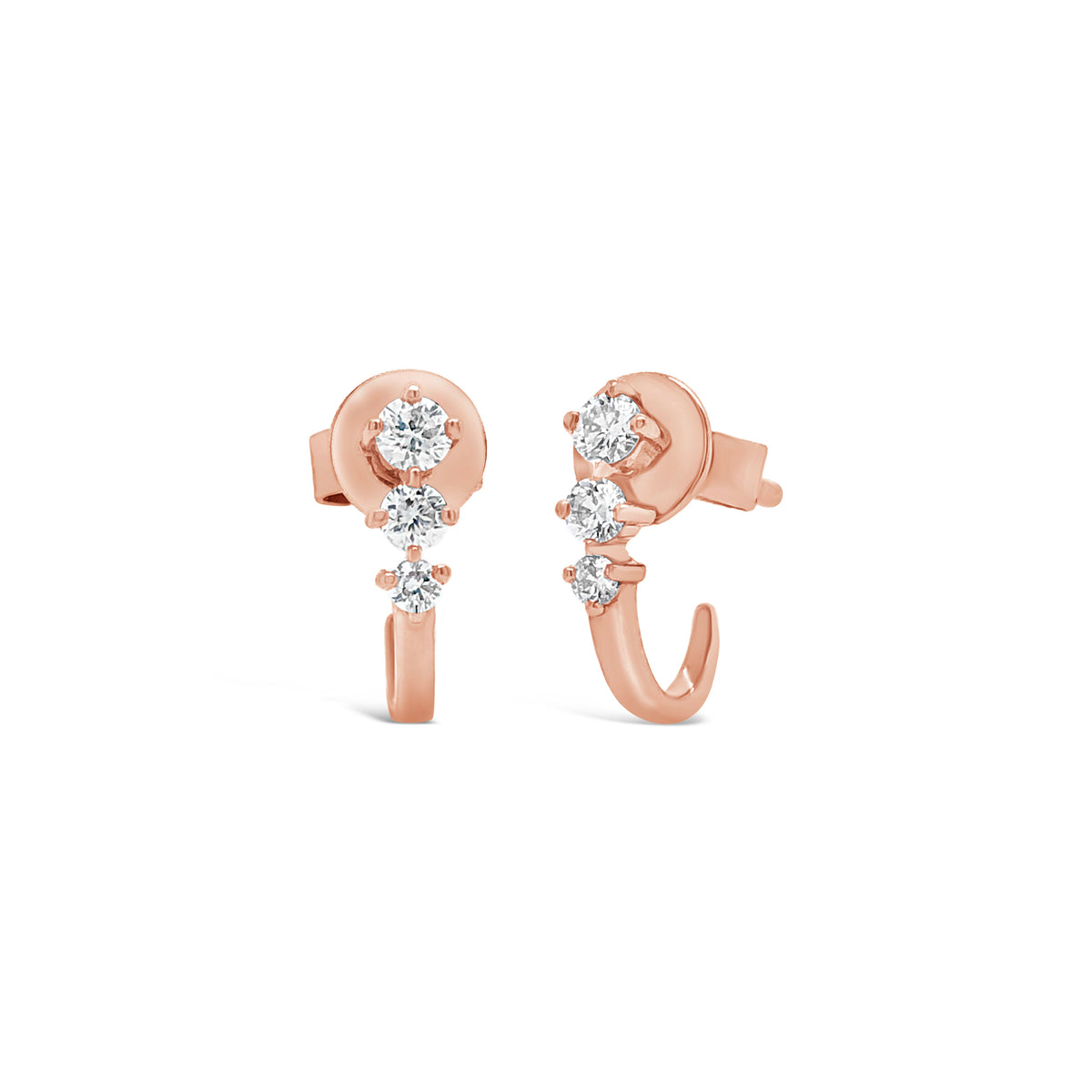 3-Diamond Stud-Ear Cuff -14k gold weighing 1.28 grams  -6 round diamonds weighing .21 carats