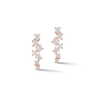 Scattered Diamond Earrings - 14k rose gold weighing 1.64 grams - 14 round prong-set diamonds weighing 0.33 carats