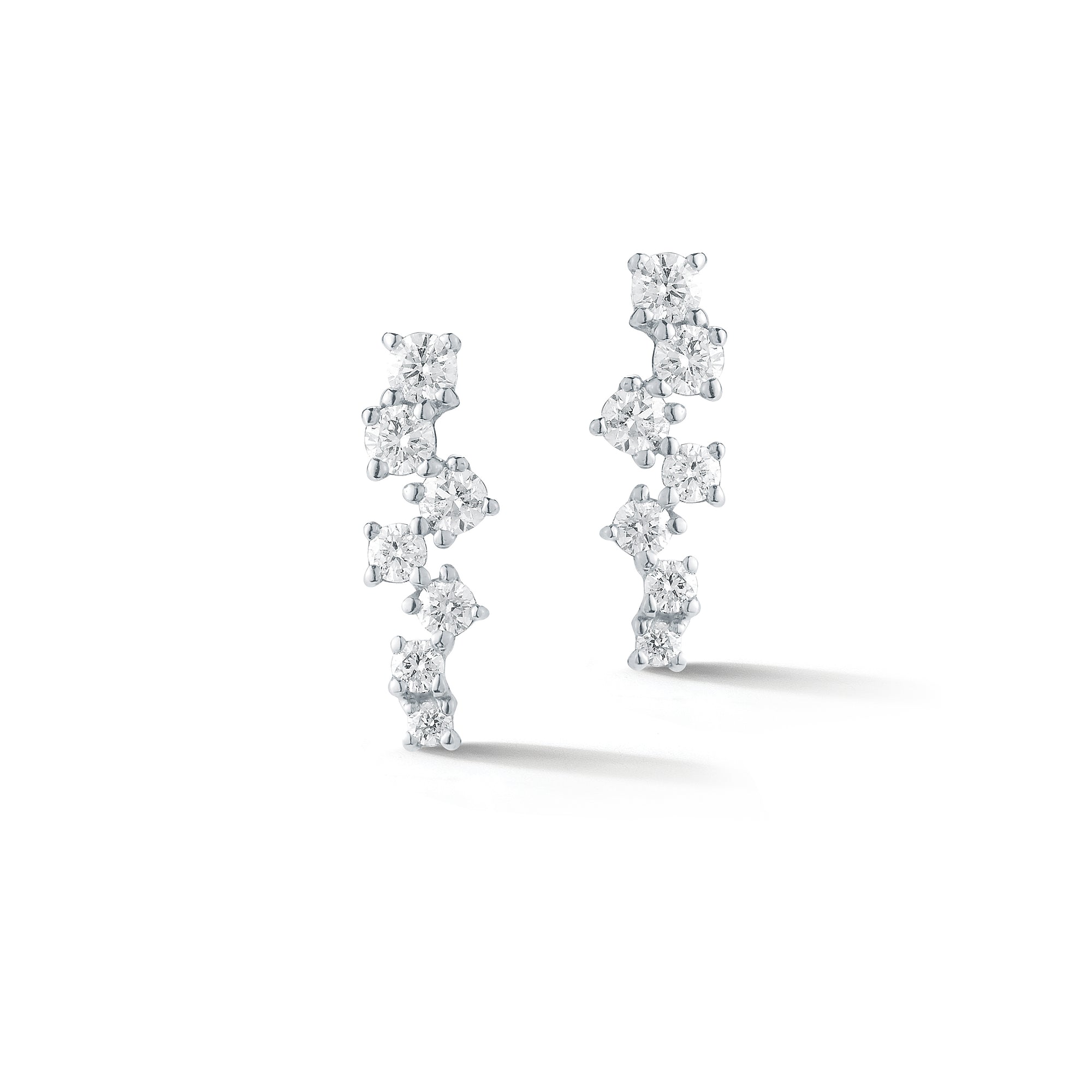 Scattered Diamond Earrings - 14k white gold weighing 1.64 grams - 14 round prong-set diamonds weighing 0.33 carats
