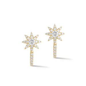 Starburst diamond huggies 14k gold, 1.55 grams, 44 round shared prong-set brilliant diamonds weighing .18 carats