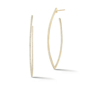 Oval spiked diamond hoop earrings -14k gold totaling 4.13 grams  -180 round diamonds weighing 0.43 carats.