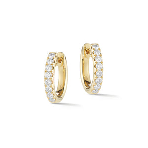 Thick Diamond Huggie Earrings 14k gold, 4.4 grams  16 round shared prong-set brilliant diamonds weighing .48 carats.