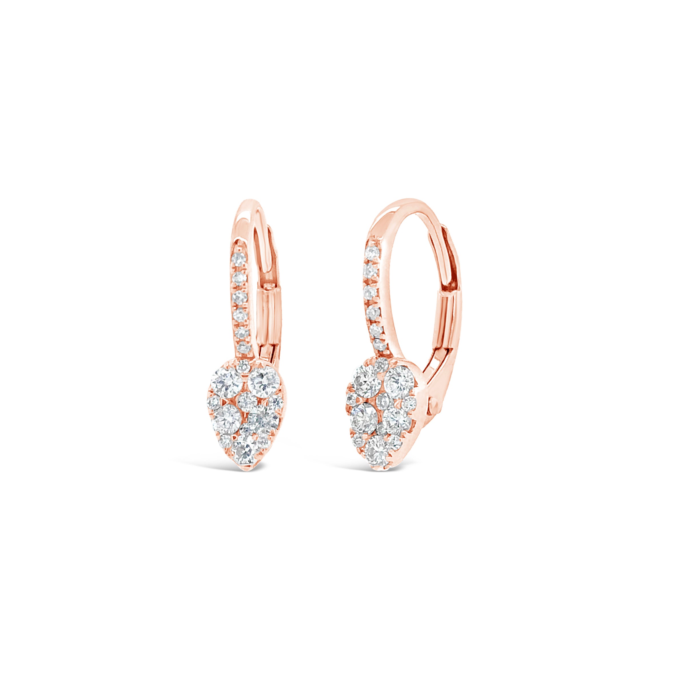Small Diamond Pear Cluster Lever-Back Earrings - Nuha Jewelers