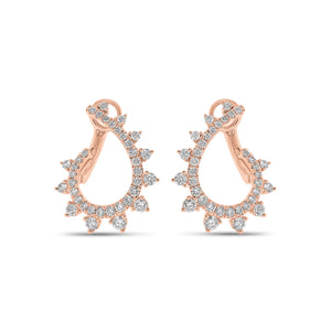 Diamond Intricate Swirl Front-Facing Earrings - 18K gold weighing 4.03 grams  - 72 round diamonds weighing 0.94 carats