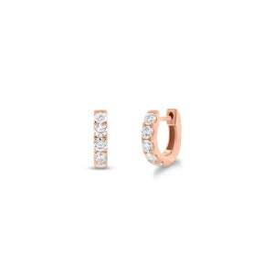 Round diamond huggie earrings - 14K gold weighing 1.76 grams - 10 round diamonds totaling 0.52 carats