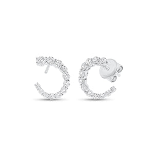 Graduated Diamond Front-Facing Hoop Earrings  - 18K gold weighing 2.32 grams  - 24 round diamonds weighing 0.75 carats