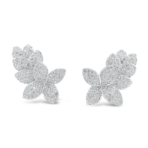 Diamond ornate flower crawler earrings -14K gold weighing 8.35 grams  -282 round diamonds totaling 2.14 carats