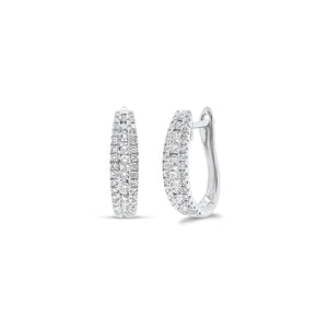diamond triple row huggie earrings - 18K gold weighing 2.66 grams  - 84 round diamonds totaling 0.52 carats