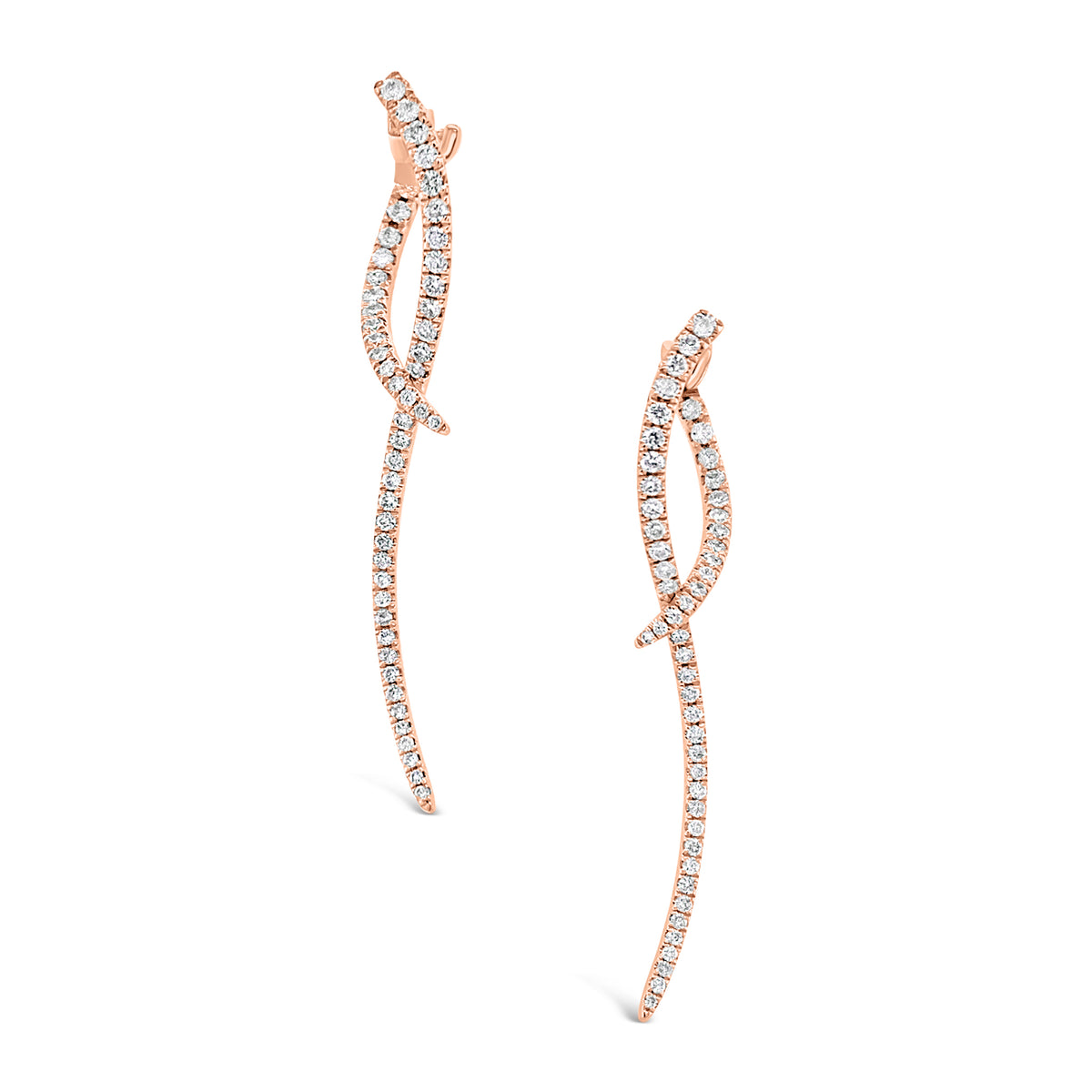 Diamond Drip Earrings  -18K gold weighing 3.81 grams  -80 round diamonds totaling 0.60 carats