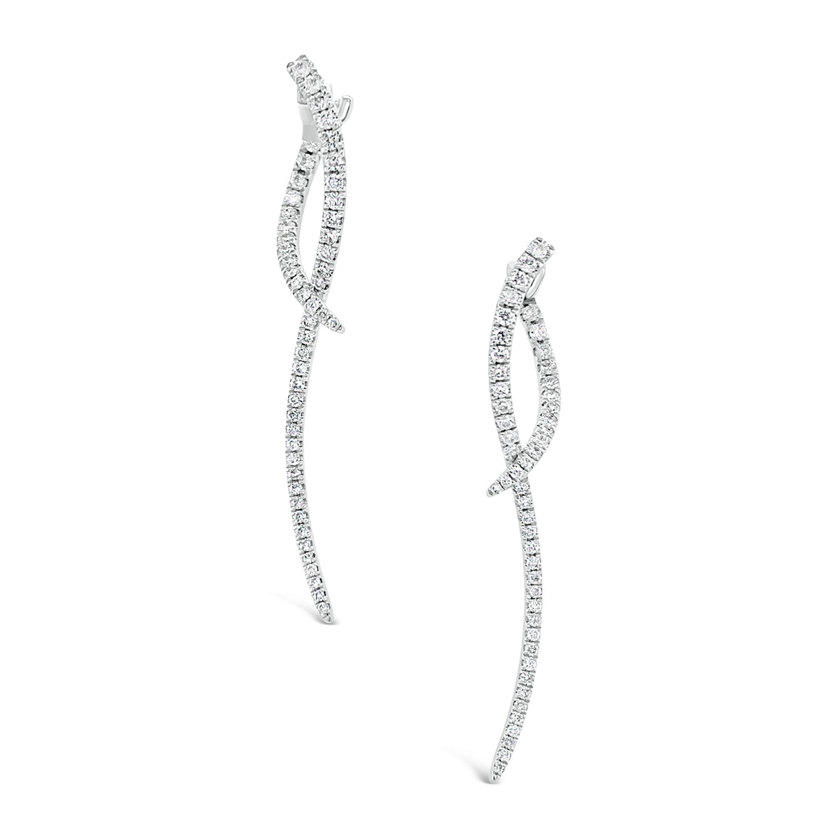 Diamond Drip Earrings  -18K gold weighing 3.81 grams  -80 round diamonds totaling 0.60 carats