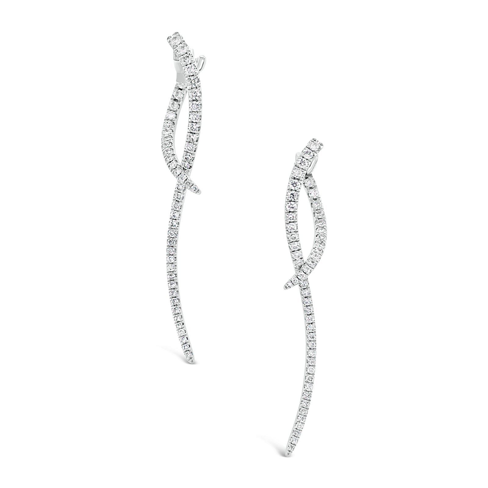 Diamond Drip Earrings  -18K gold weighing 3.81 grams  -80 round diamonds totaling 0.60 carats
