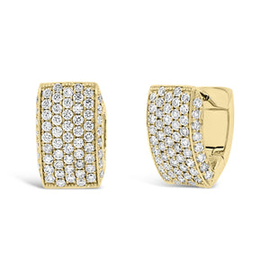 Diamond Chunky Huggie Earrings - 18K gold weighing 9.73 grams  - 126 round diamonds totaling 2.22 carats