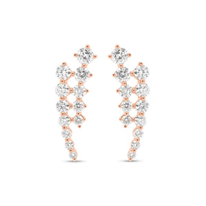diamond double row crawler earrings - 14K gold weighing 2.31 grams - 24 round diamonds totaling 0.92 carats