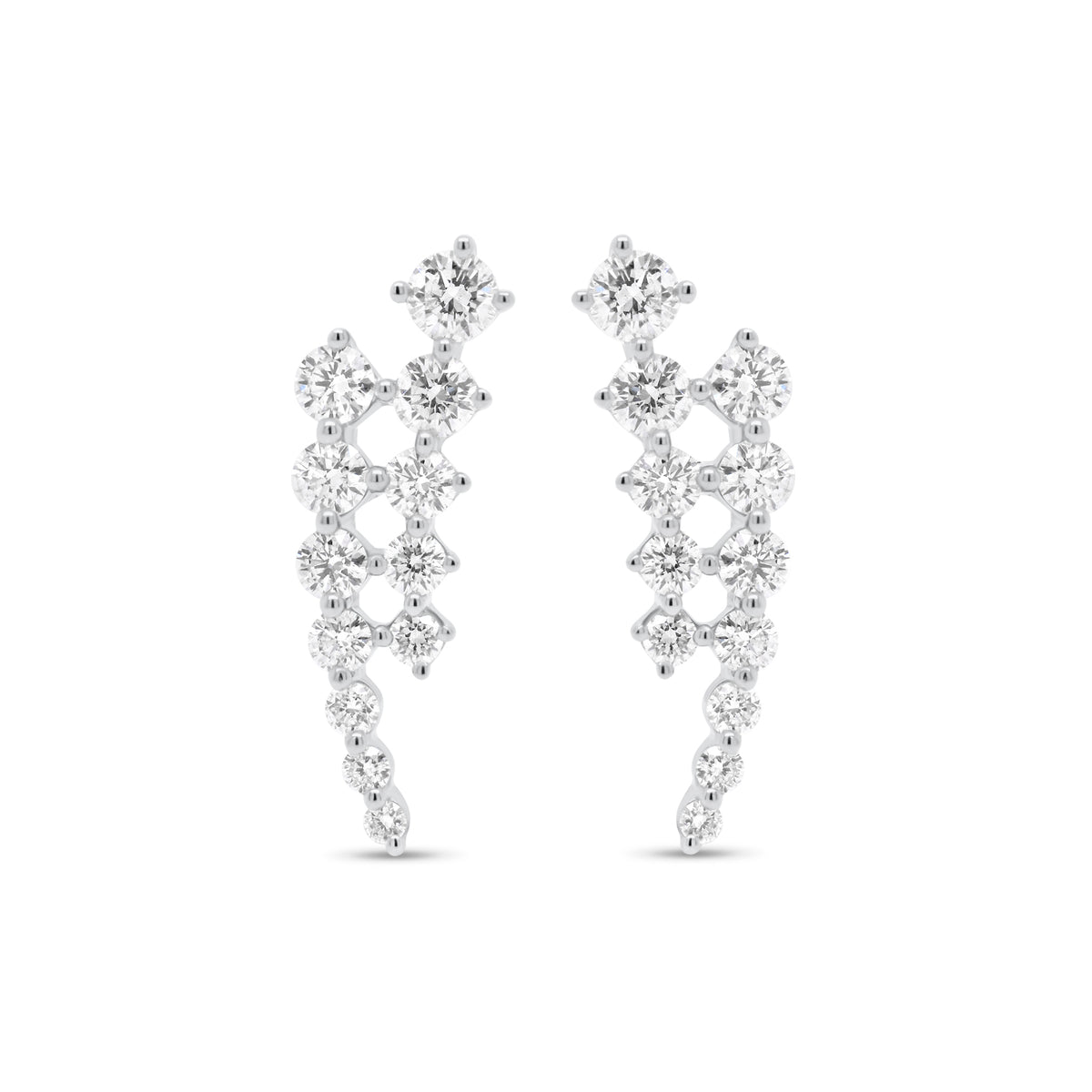 diamond double row crawler earrings - 14K gold weighing 2.31 grams - 24 round diamonds totaling 0.92 carats